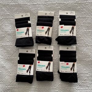 Bundle of Hanes Black Trouser Socks - 6 Packs of 3 (18 pairs of socks)